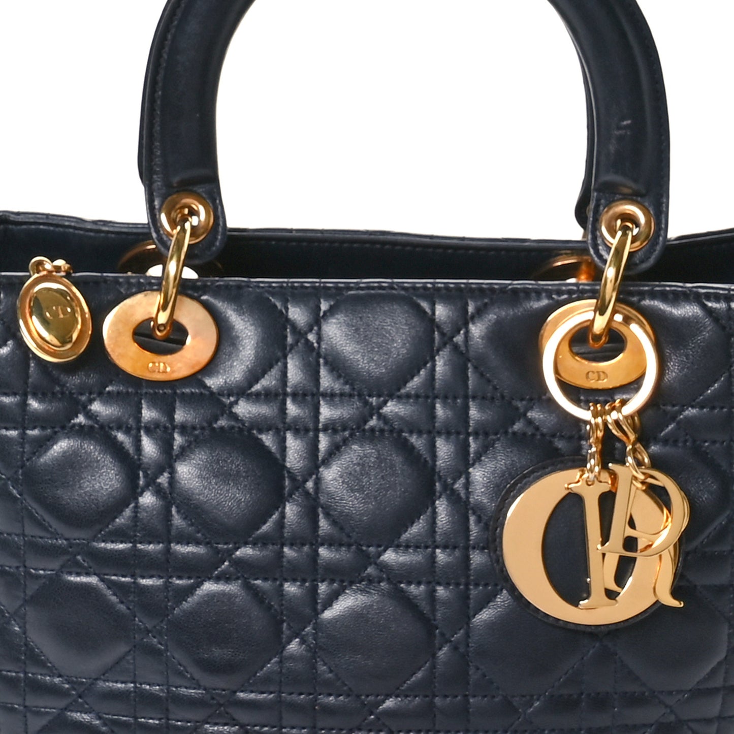 Lambskin Cannage Medium Lady Dior Navy Blue