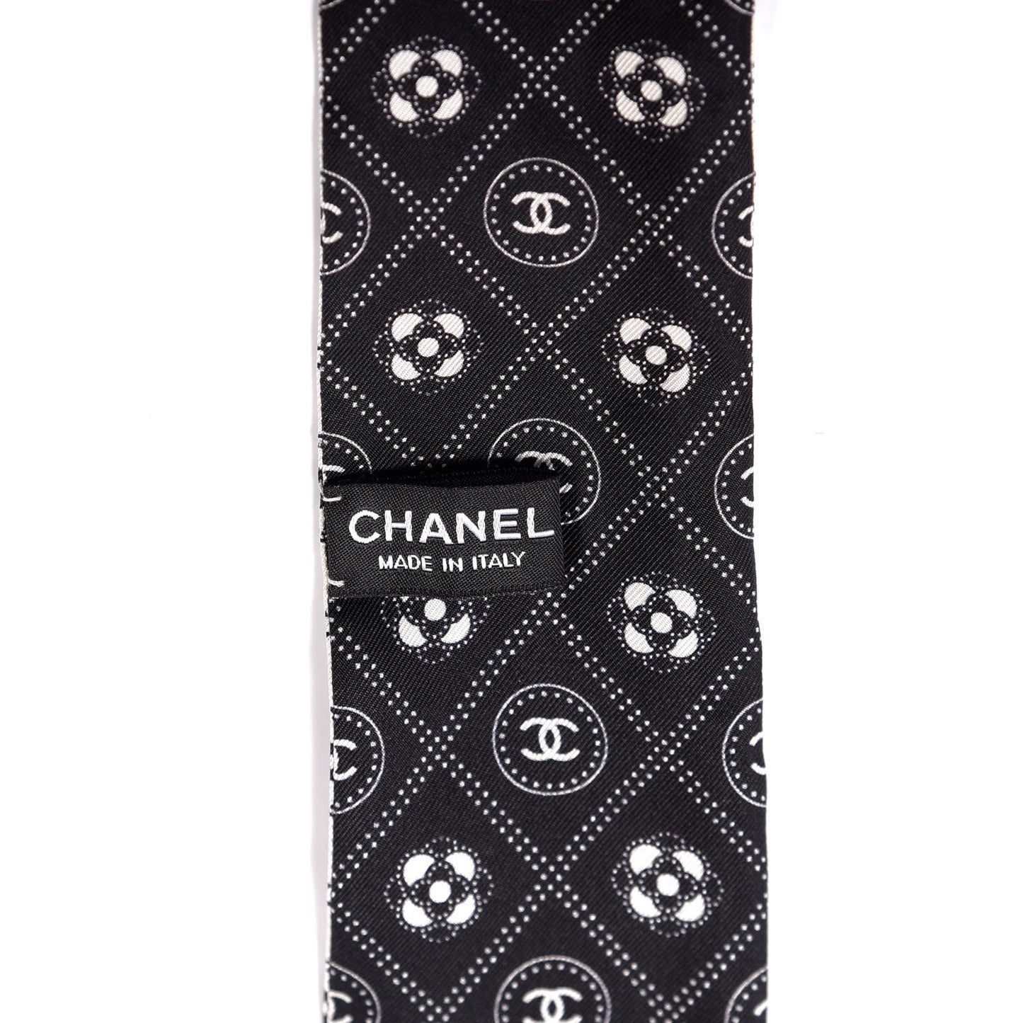 Silk CC Polka Dot Slim Bandeau Scarf Black White