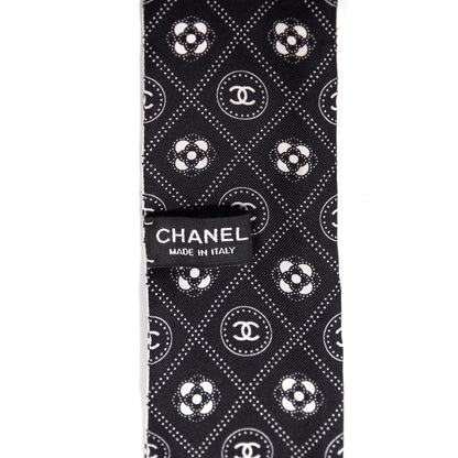 Chanel Silk CC Polka Dot Slim Bandeau Scarf Black White 2 of 3