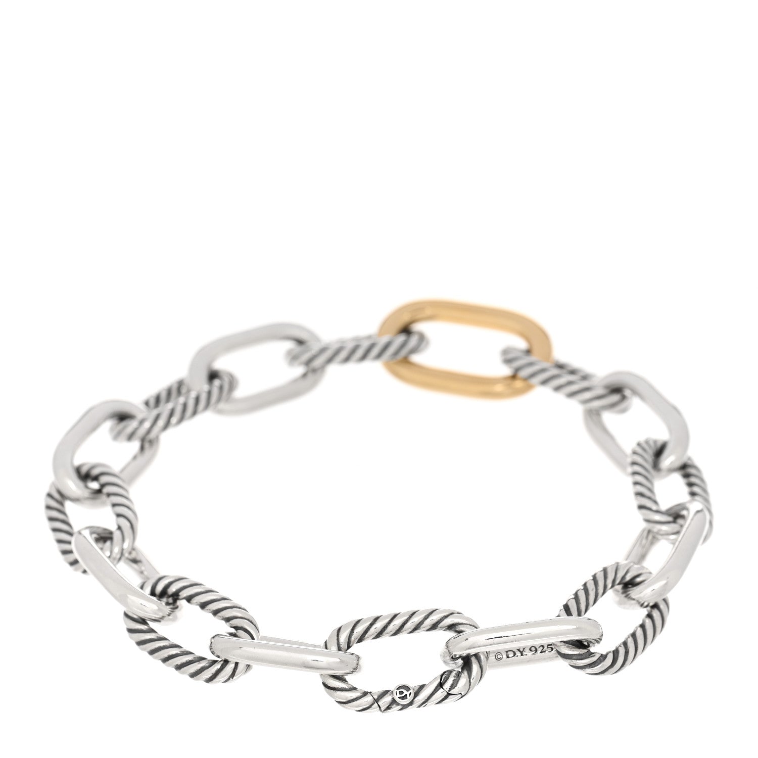 David Yurman Sterling Silver 18K Yellow Gold 11mm Madison Chain Bracelet 2 of 3