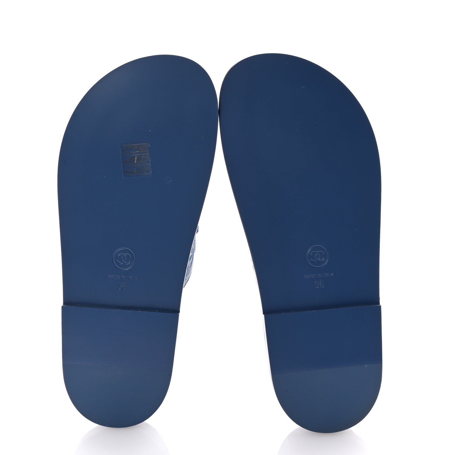 Chanel Denim CC Velcro Dad Chain CC Slide Sandals 36 Blue 6 of 10
