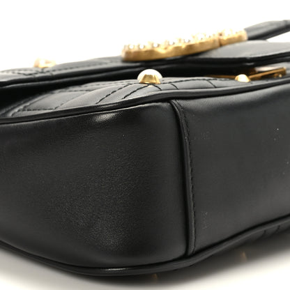 Gucci Calfskin Matelasse Studded Mini Pearly GG Marmont Shoulder Bag Black 8 of 10