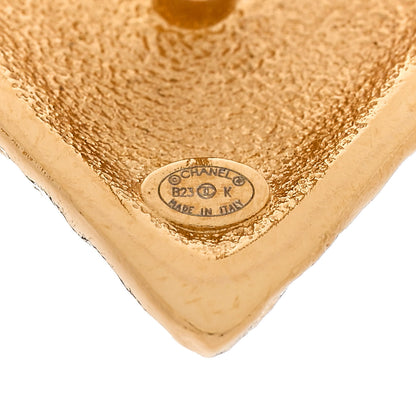 Chanel Metal Resin CC Heart Earrings Gold Black 4 of 5