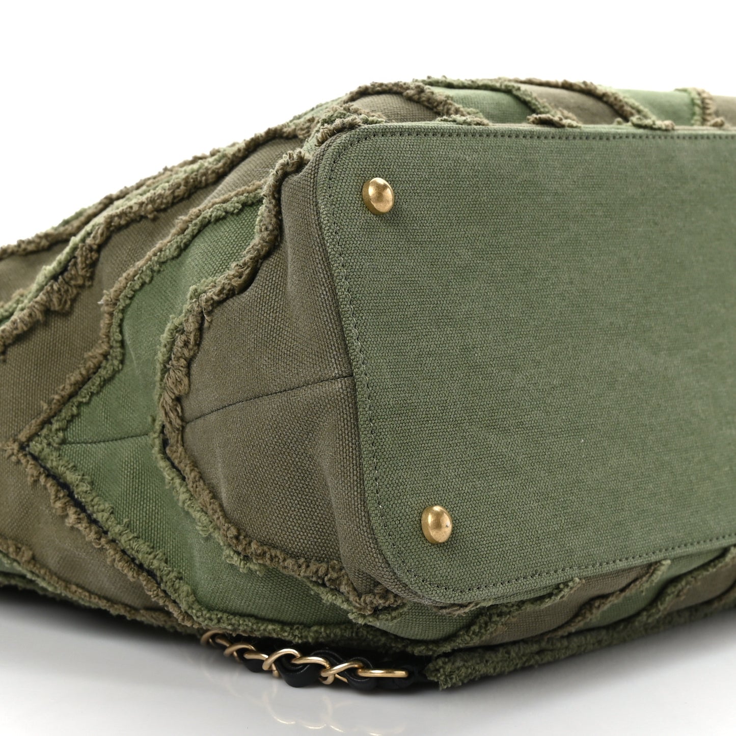 Canvas Chevron Cuba Patchwork Shopper Tote Khaki