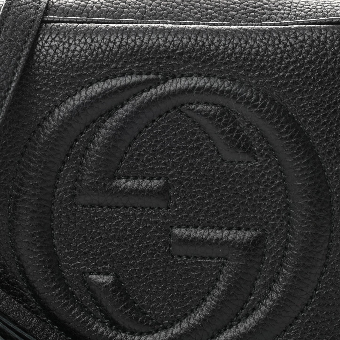 Pebbled Calfskin Small Soho Disco Bag Black