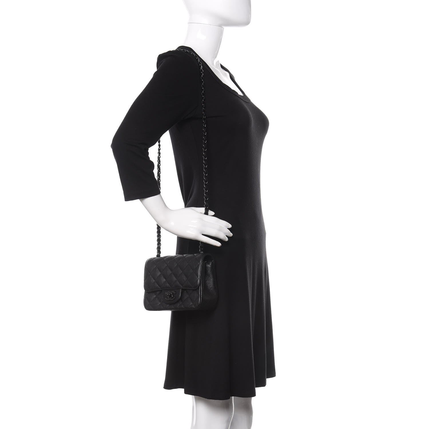 Chanel Crumpled Calfskin Quilted Mini Square Flap So Black 2 of 11
