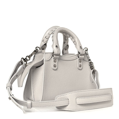 Balenciaga Grained Calfskin Neo Classic Silver Hardware Nano City Crossbody Chalky White 3 of 12