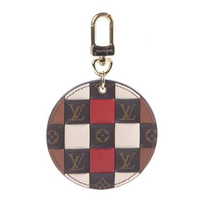 Louis Vuitton Calfskin Monogram Check Bag Charm Key Holder Red 1 of 7