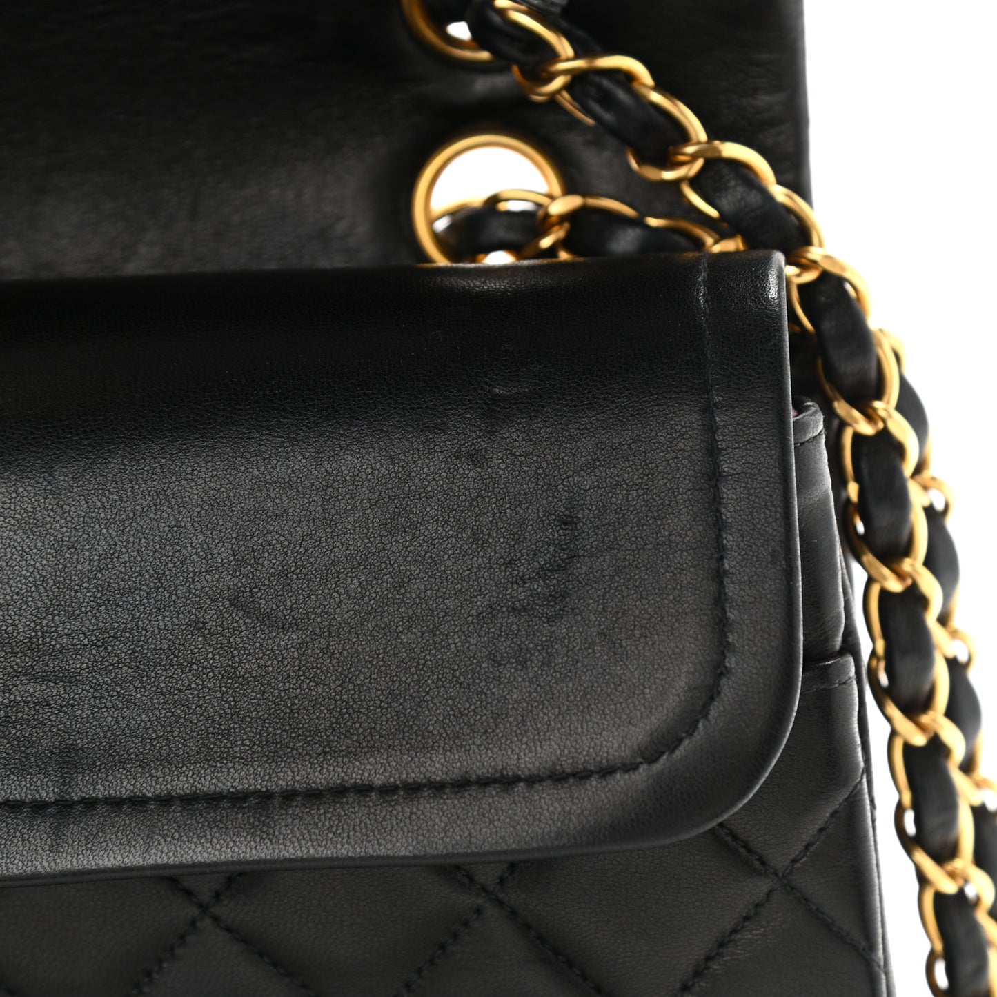 Lambskin Quilted Medium Double Flap Black