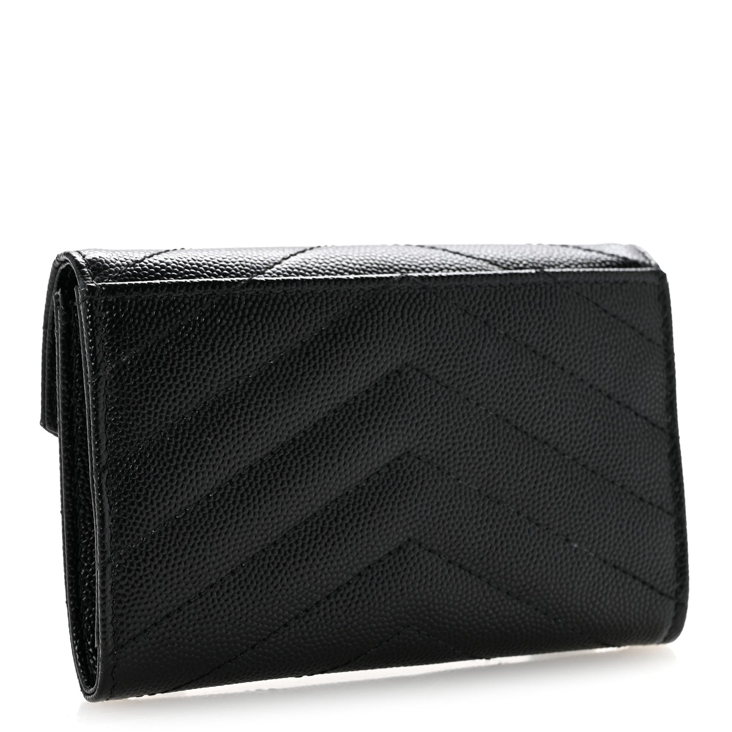 Grain De Poudre Matelasse Chevron Small Monogram Envelope Wallet Black