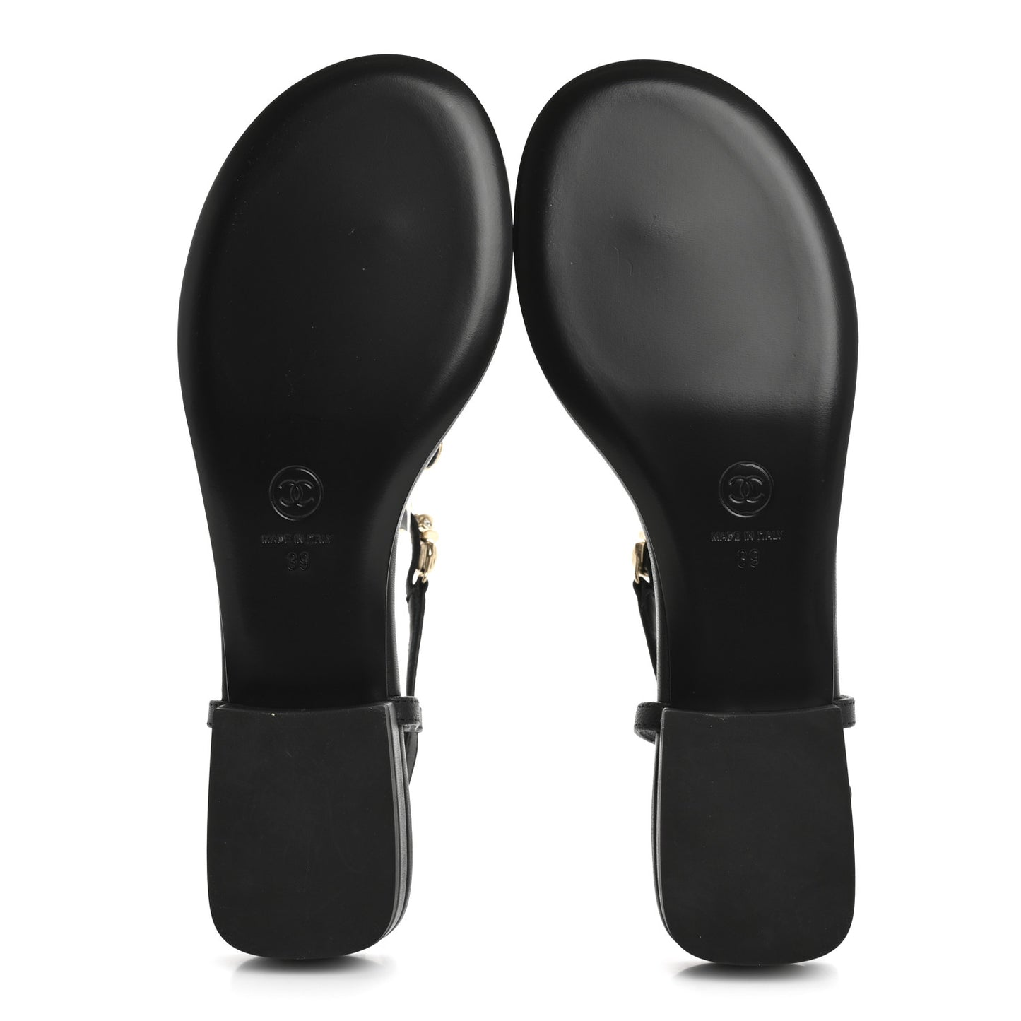 Lambskin Metal Heart Thong Sandals 39 Black