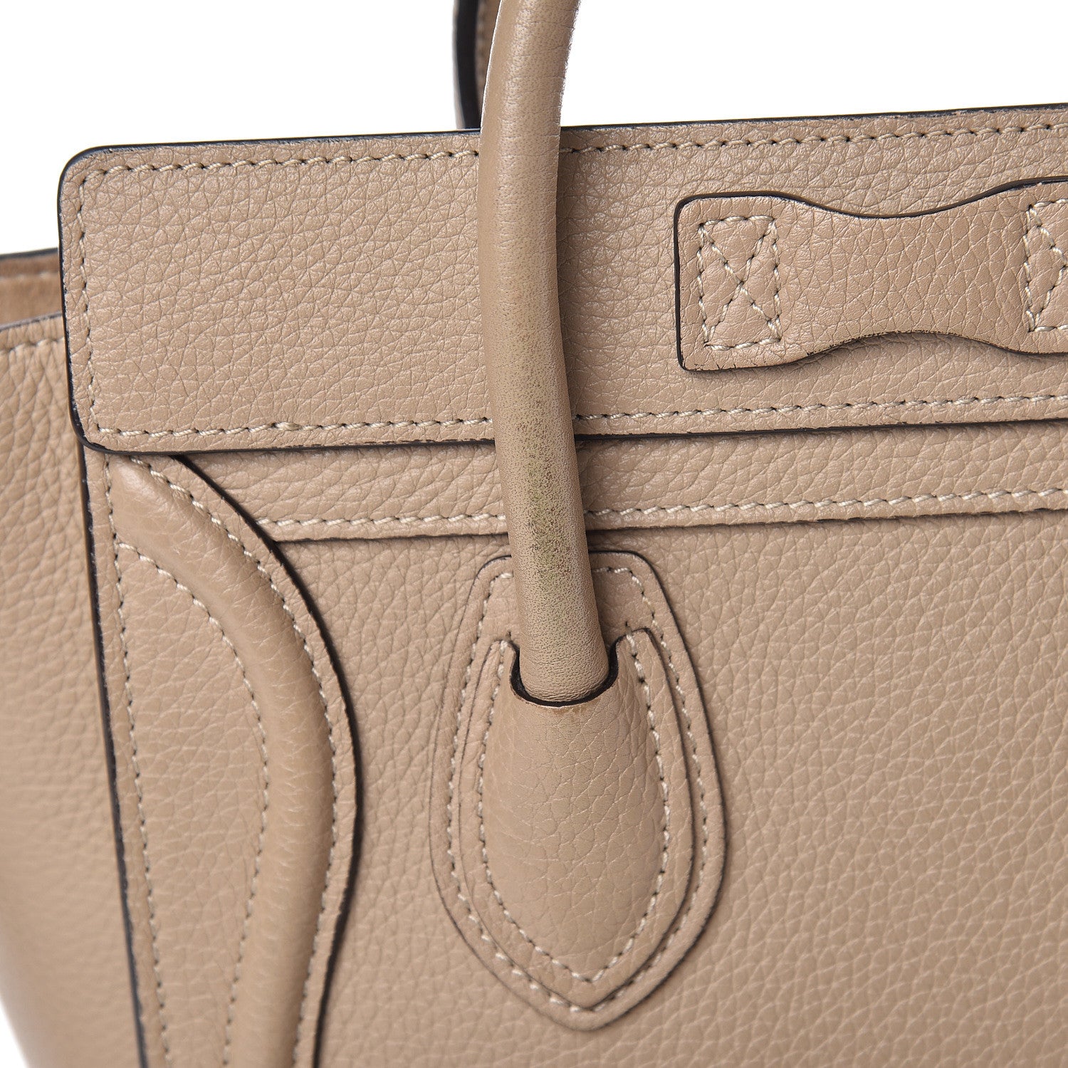 Celine Drummed Calfskin Nano Luggage Dune 10 of 15