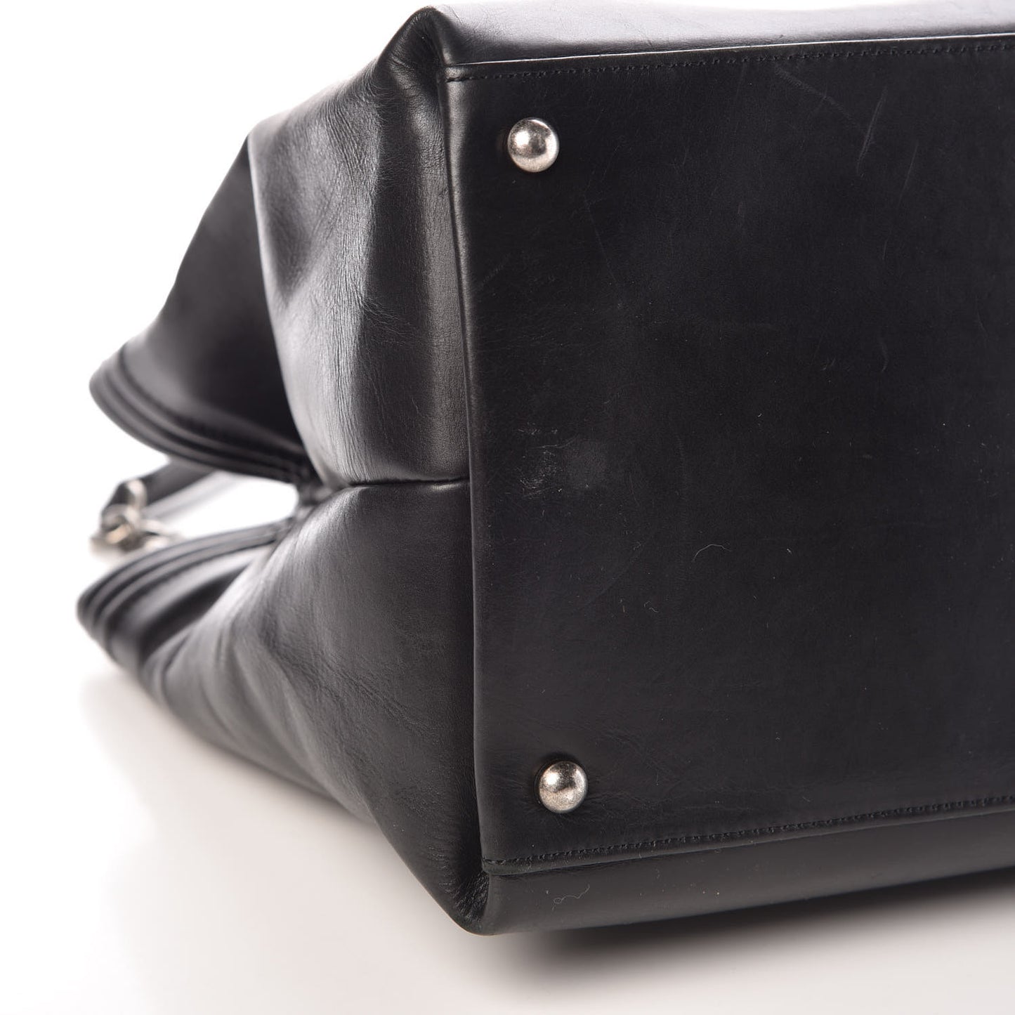 Glazed Calfskin Boy Tote Black