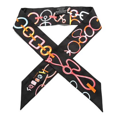 Hermes Silk Do Re Boucles Twilly Black Rose Multicolore 2 of 10
