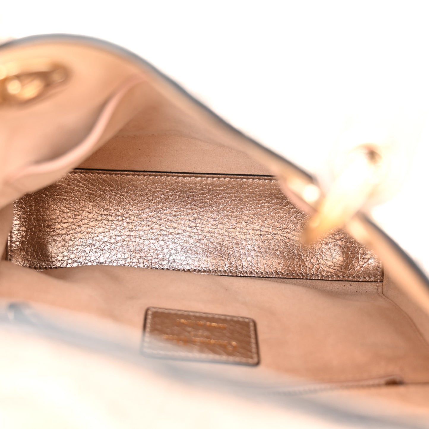 Metallic Grained Calfskin Cannage Small Supple Lady Dior Pale Gold