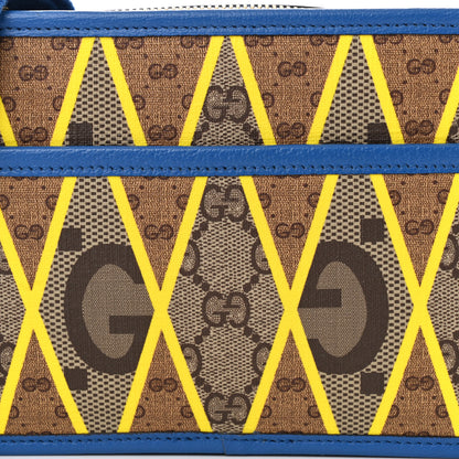 Gucci GG Supreme Monogram Mix Textured Dollar Calfskin Rhombus Inlay Crossbody Bag Beige Ebony Harvest Joy Blue 8 of 10