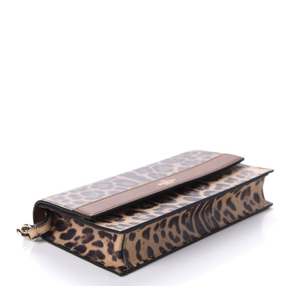 Valentino Garavani Calfskin Leopard Print City Safari Wallet On Chain Brown 4 of 9