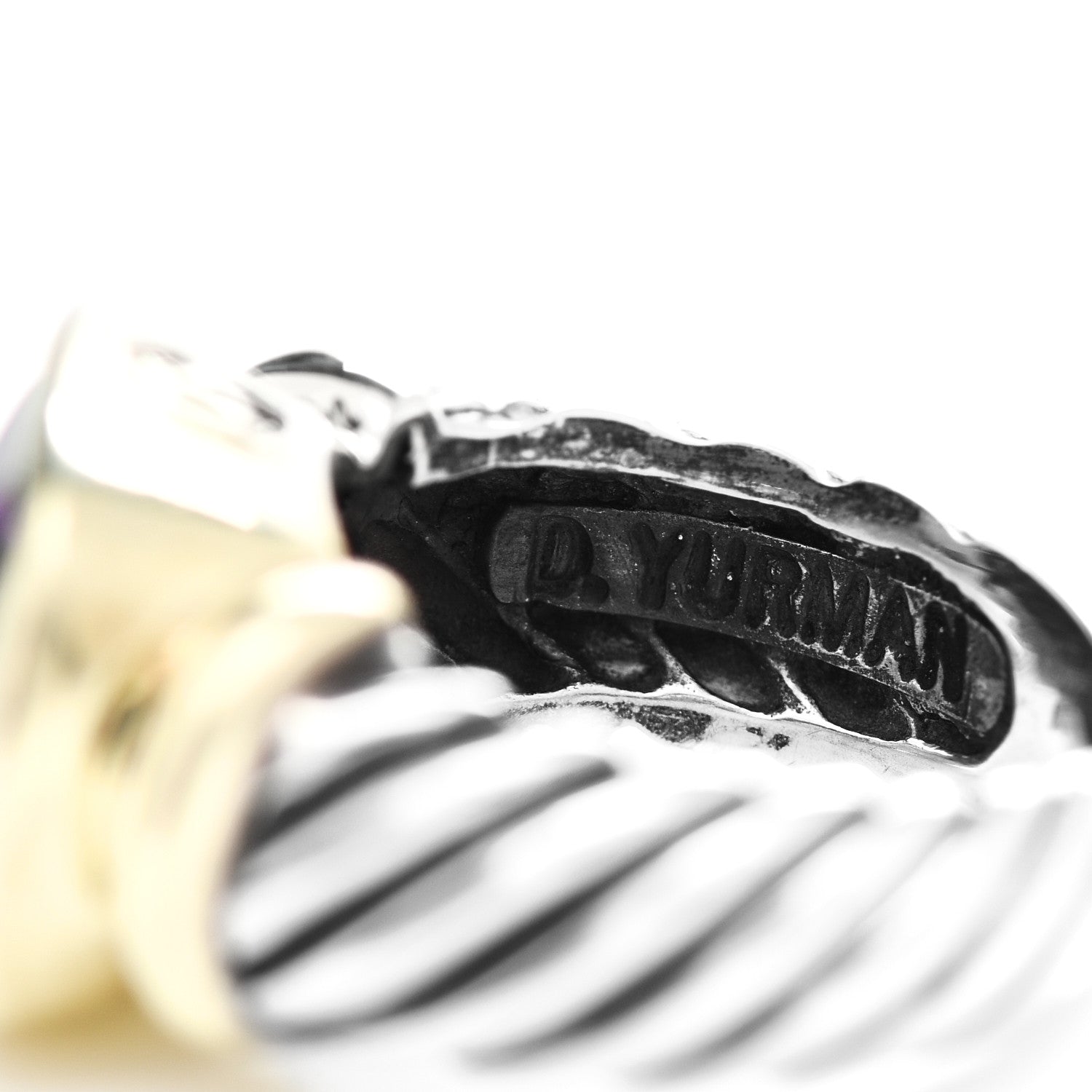 David Yurman Sterling Silver 14K Yellow Gold Amethyst Noblesse Ring 52 6 5 of 5