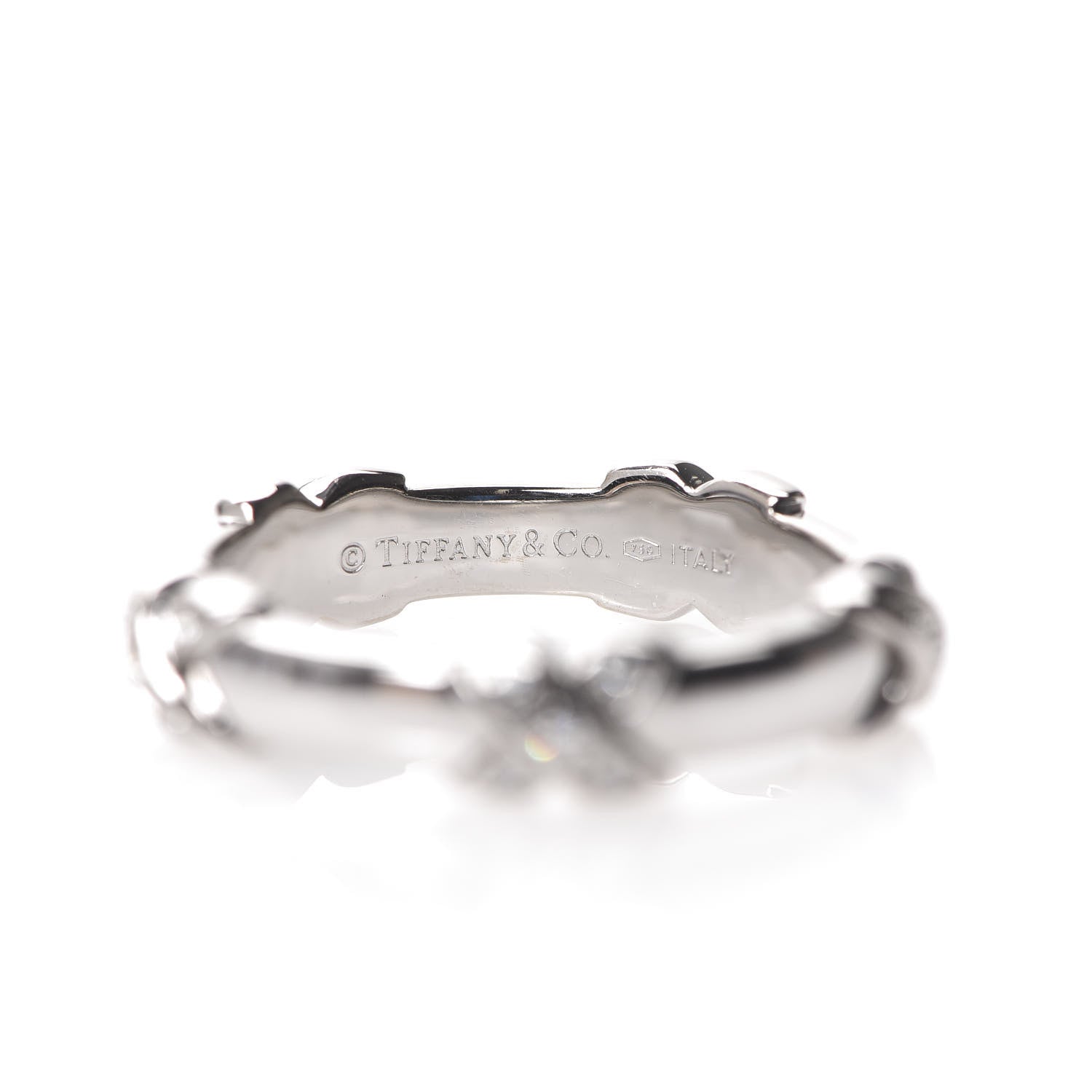 Tiffany 18K White Gold Diamond Signature X Ring 53 6.5 3 of 4