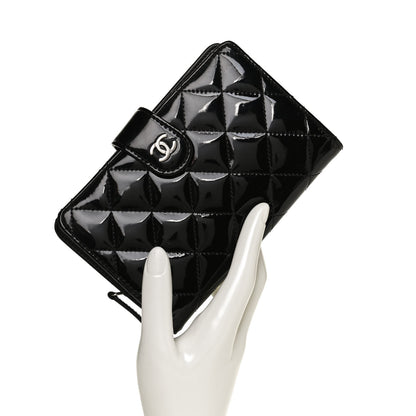 Chanel Patent Quilted Zip Pocket Wallet Black 2 of 11