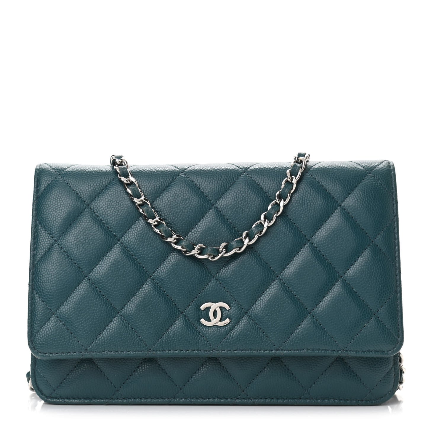 Caviar Quilted Wallet On Chain WOC Turquoise