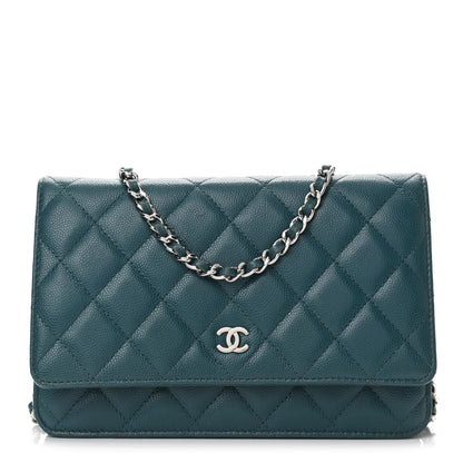 Chanel Caviar Quilted Wallet On Chain WOC Turquoise 1 of 21