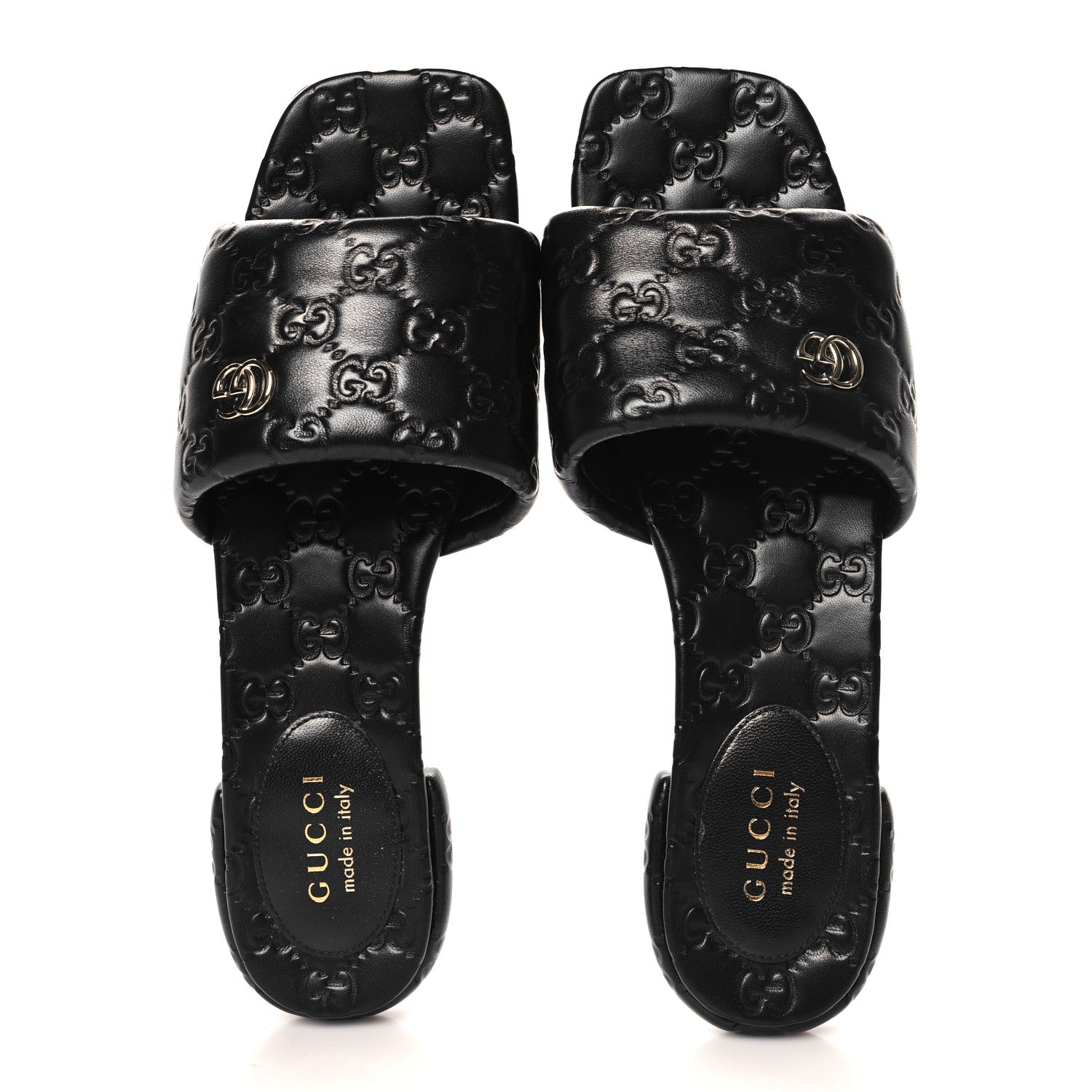 Gucci Nappa Double GG Flat Slide Sandals 40 Black 2 of 9
