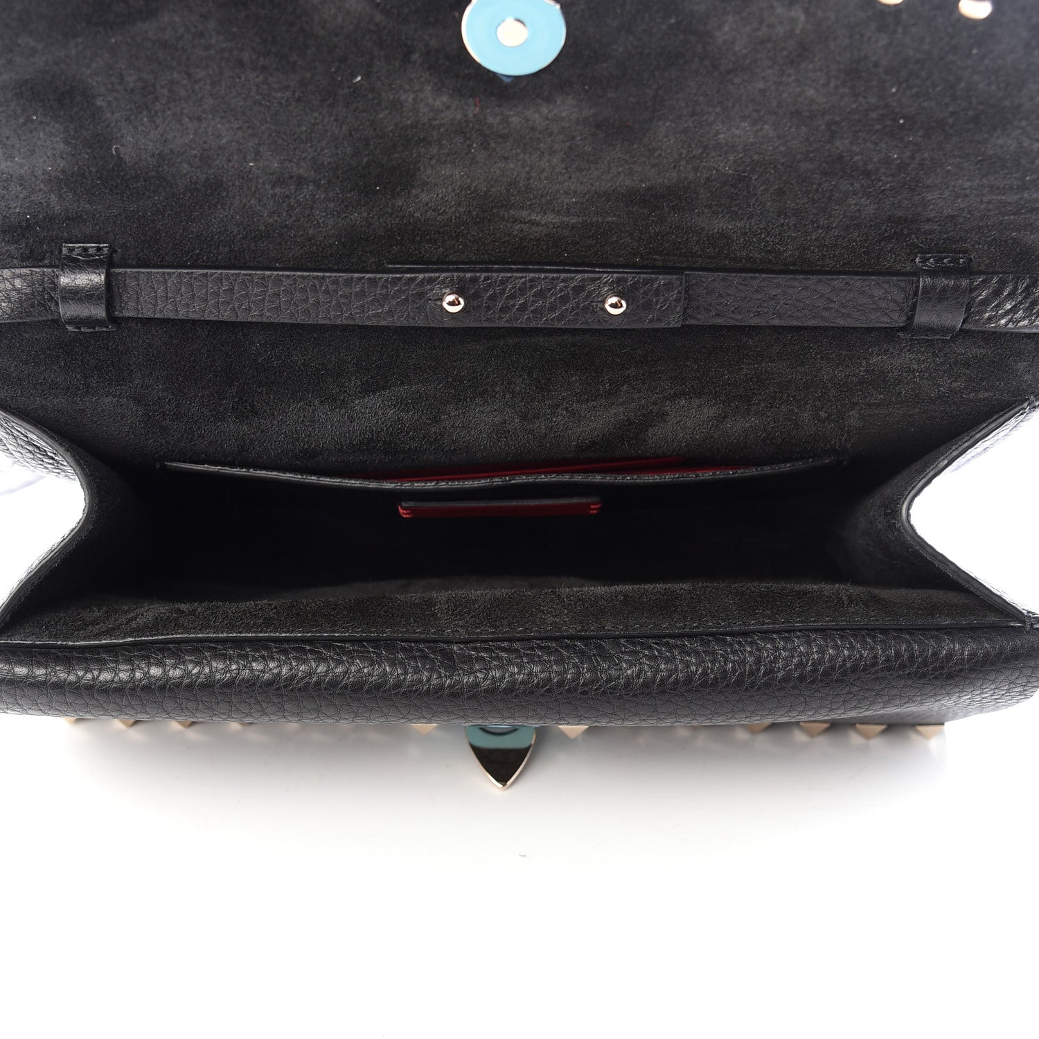 Valentino Garavani Grainy Calfskin Rockstud Double Flap Crossbody Bag Black 5 of 8