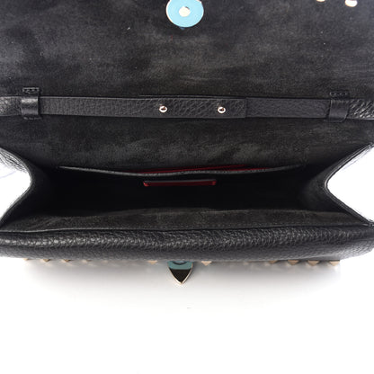 Valentino Garavani Grainy Calfskin Rockstud Double Flap Crossbody Bag Black 5 of 8