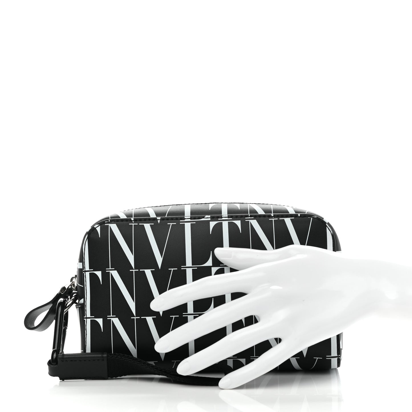 Calfskin VLTN Times Wash Bag Black White