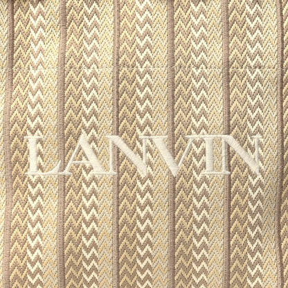 Lanvin Calfskin Canvas Woven Chevron In & Out Tote PM Beige 8 of 10