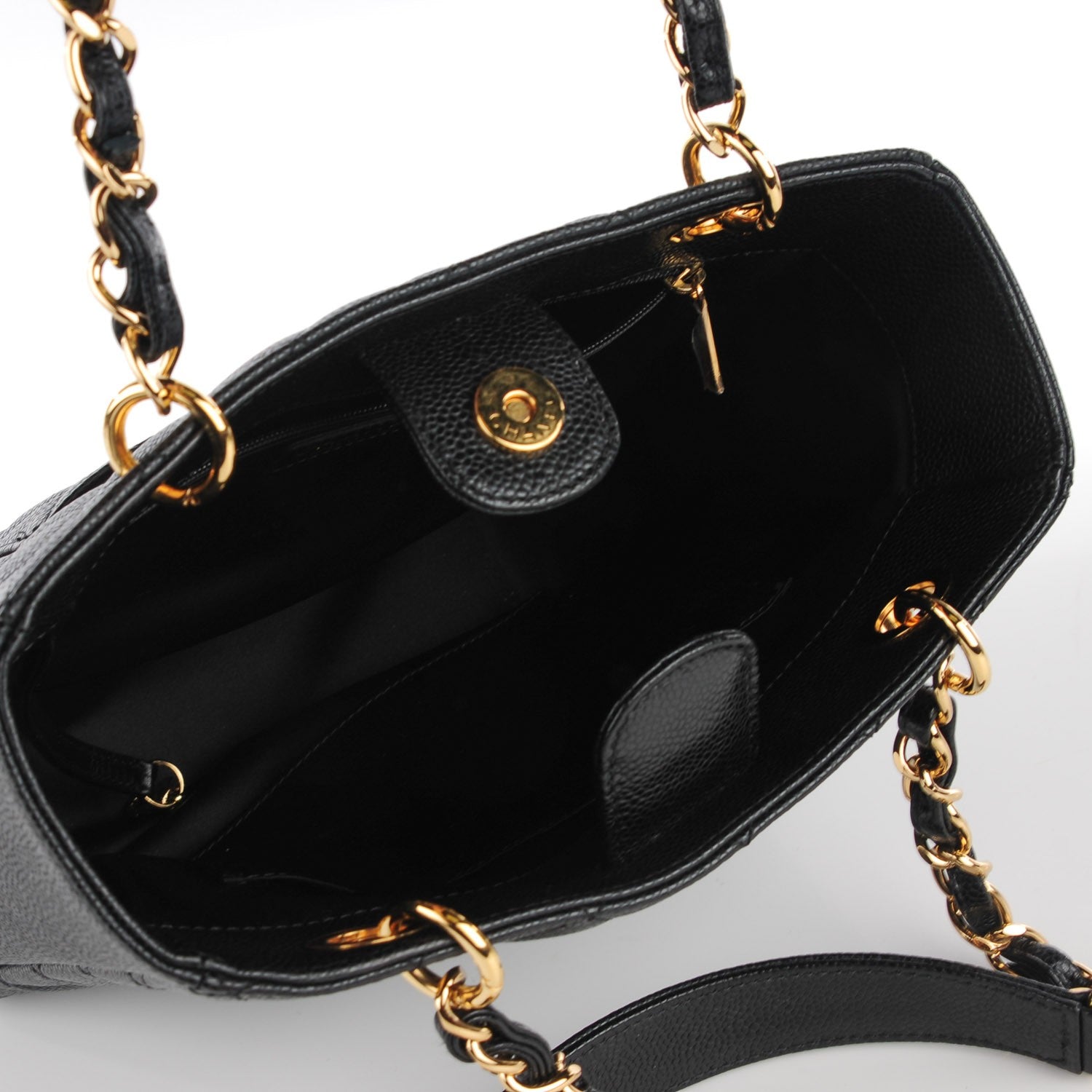 Chanel Caviar Quilted Petit Shopping Tote PST Black 7 of 8