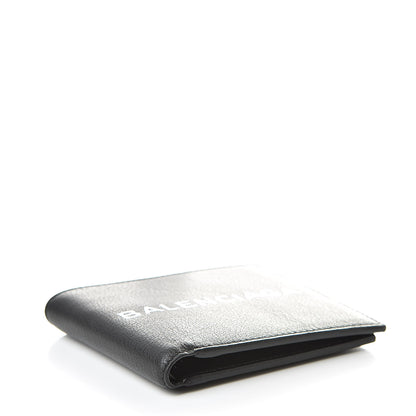 Balenciaga Calfskin Logo Bi-Fold Wallet Black 4 of 7