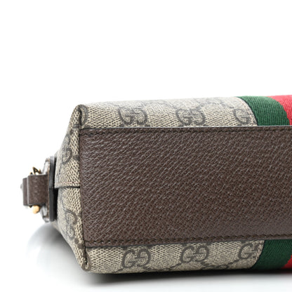 Gucci GG Supreme Monogram Textured Dollar Calfskin Web Small Ophidia Dome Shoulder Bag Beige Ebony New Acero 6 of 9