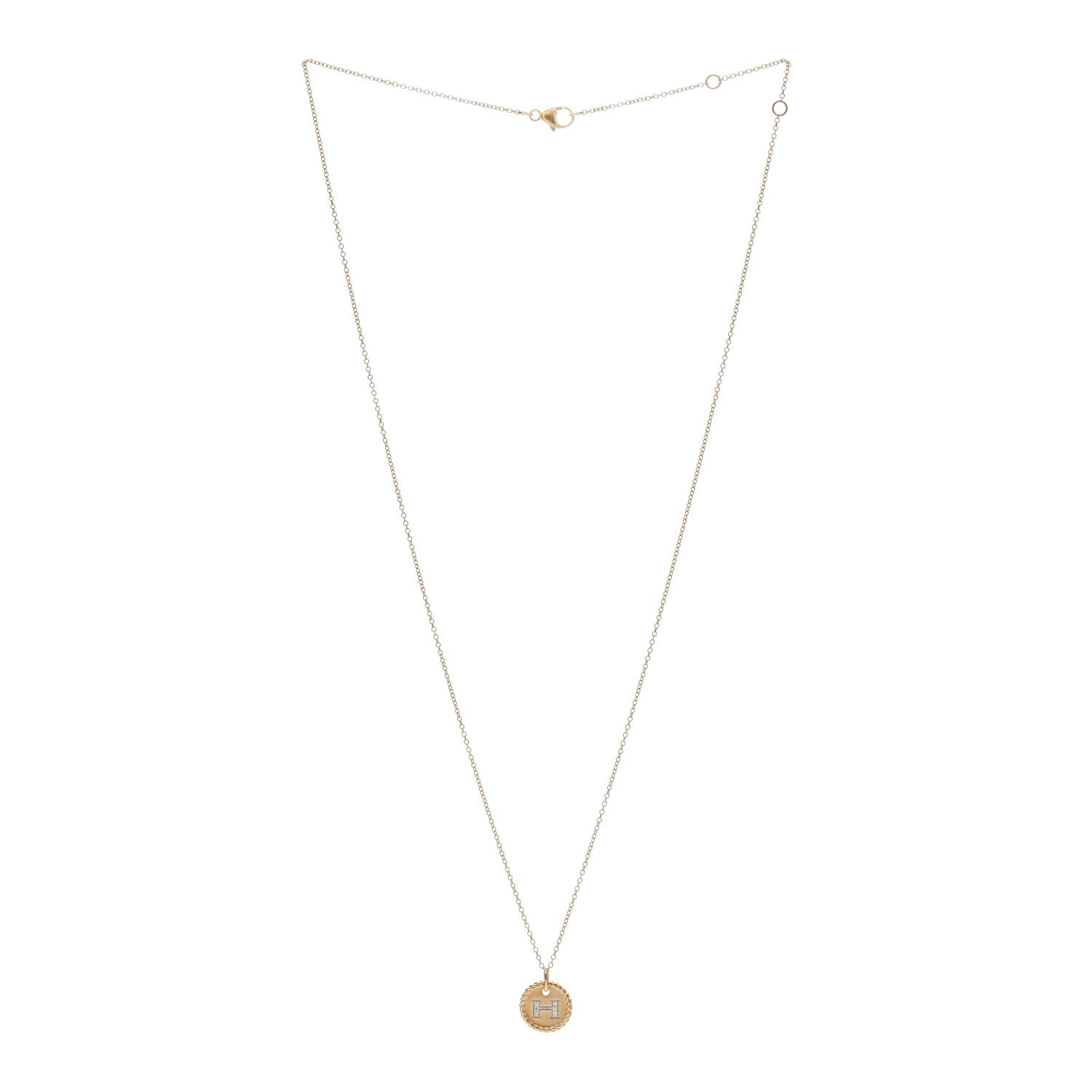 David Yurman 18K Yellow Gold Diamond Initial H Charm Necklace 2 of 3