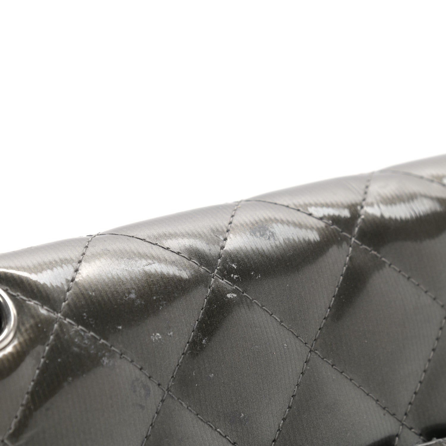 Chanel Striated Patent Quilted Jumbo Double Flap Black 14 of 17