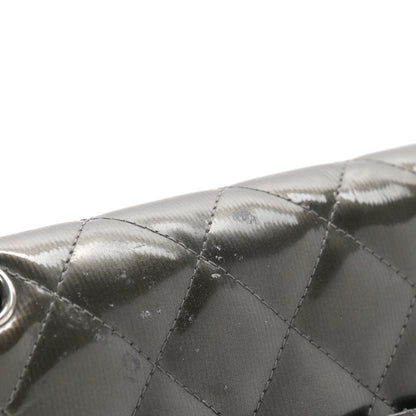 Chanel Striated Patent Quilted Jumbo Double Flap Black 14 of 17