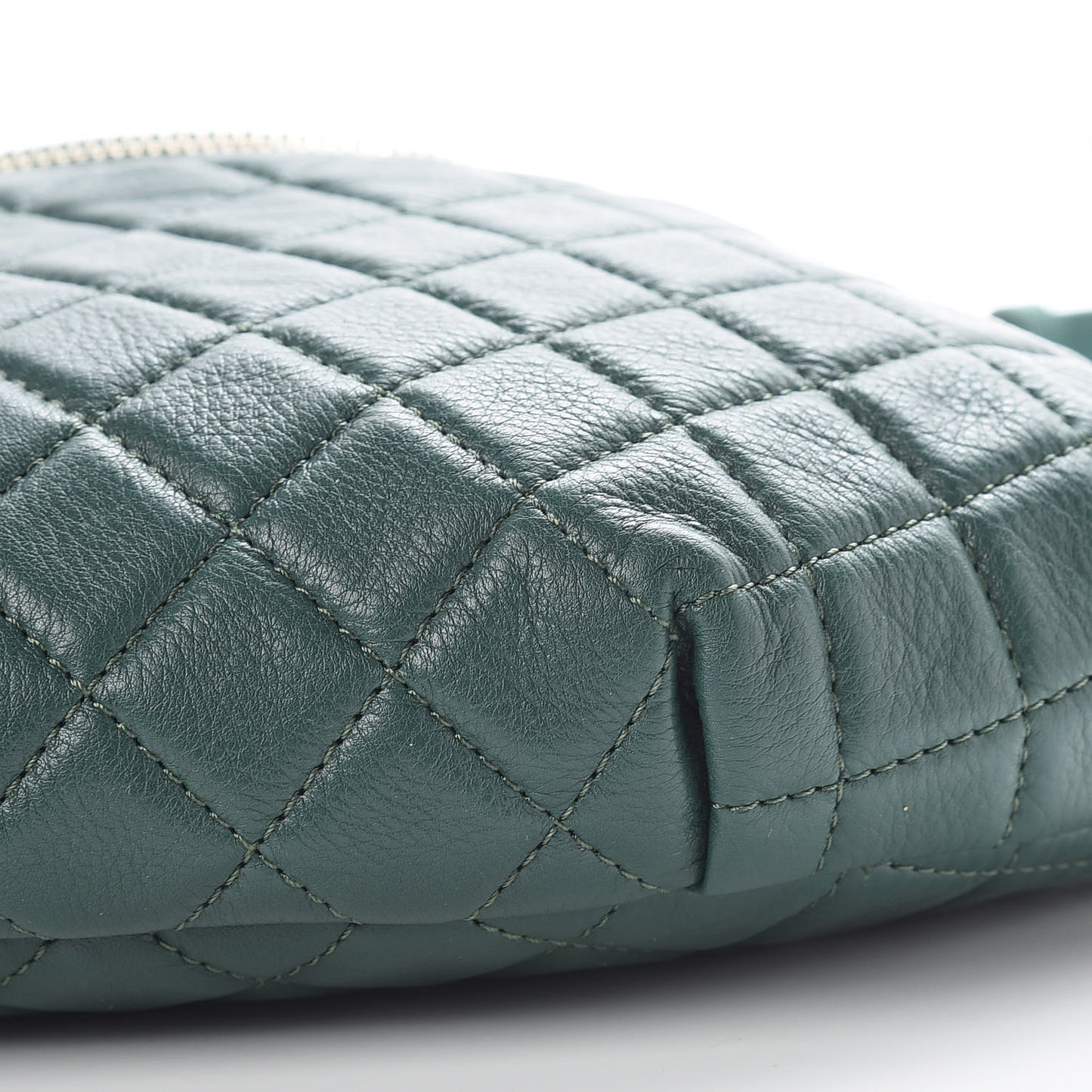 Calfskin Quilted Banane Waist Bag Fanny Pack Dark Green