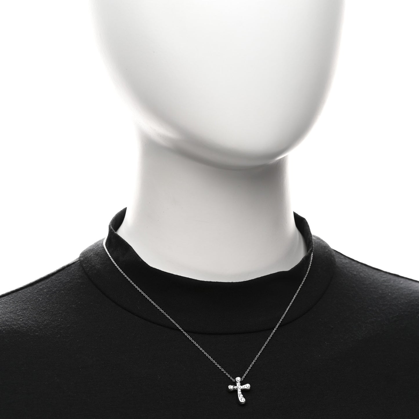 Platinum Diamond 17mm Elsa Peretti Cross Pendant Necklace