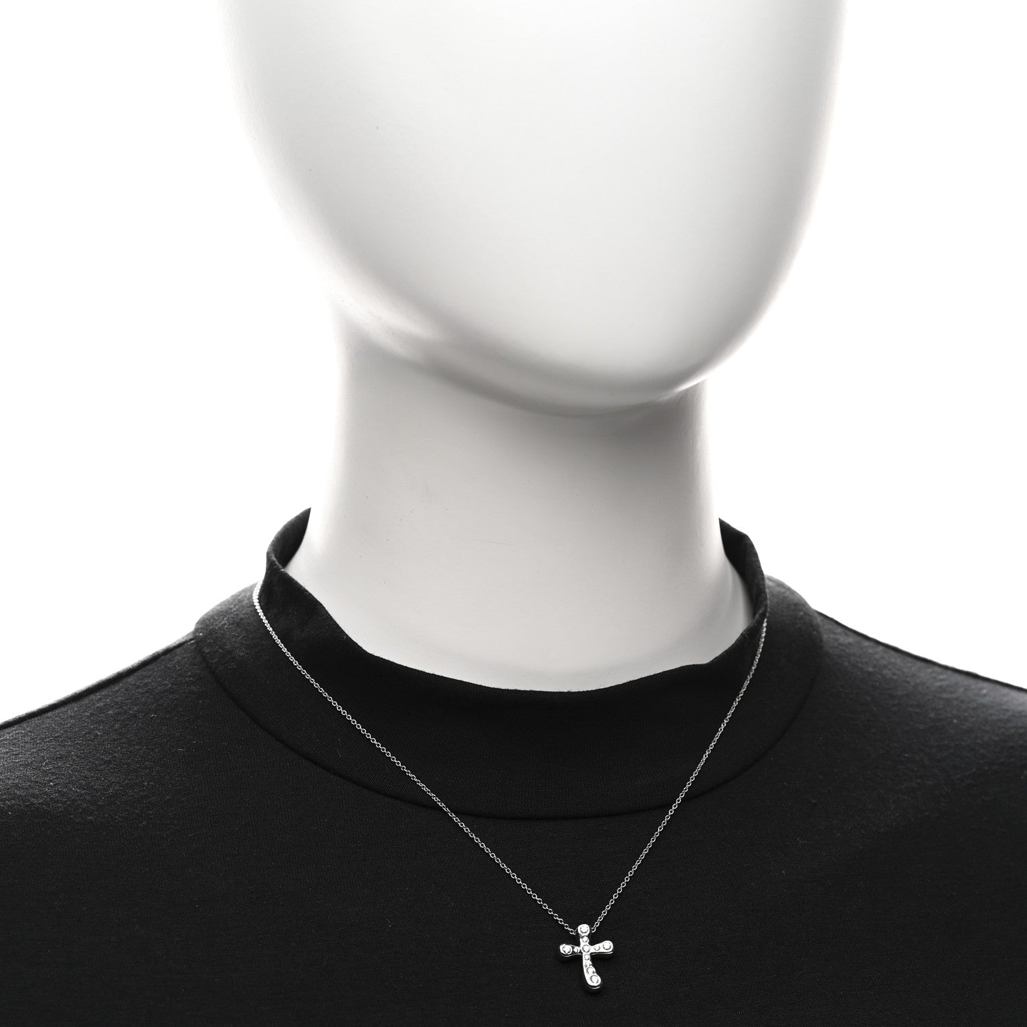 Tiffany Platinum Diamond 17mm Elsa Peretti Cross Pendant Necklace 2 of 5