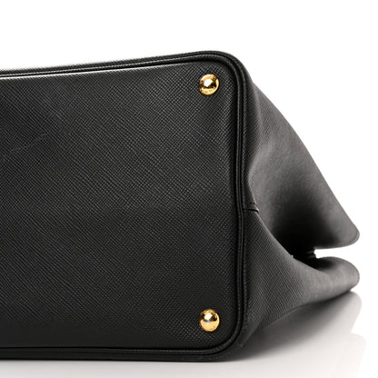 Prada Saffiano Cuir Large Double Bag Black Fuoco 9 of 16