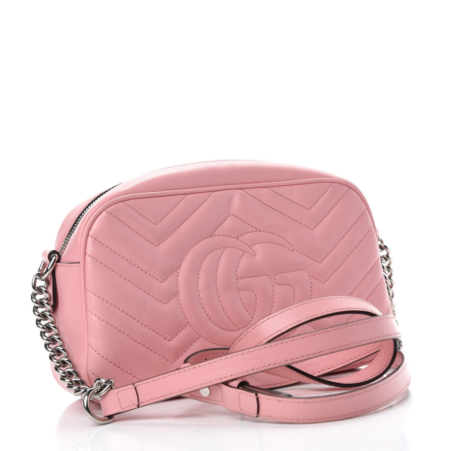 Calfskin Matelasse Small GG Marmont Chain Shoulder Bag Wild Rose
