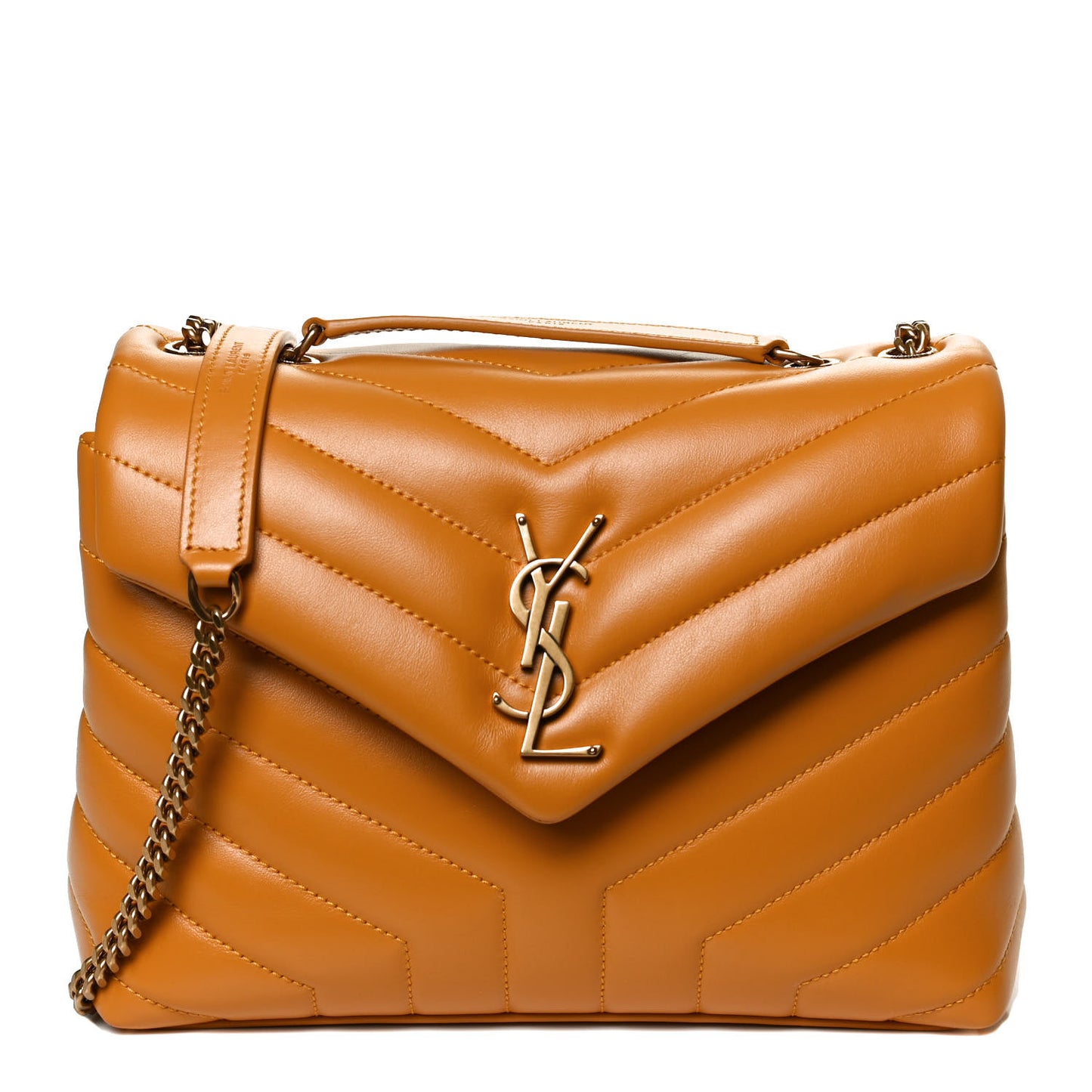 Calfskin Y Quilted Monogram Small Loulou Chain Satchel Cheddar
