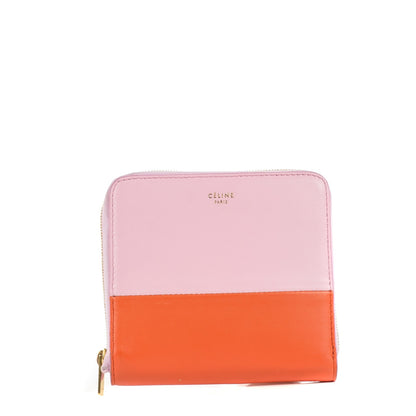 Celine Lambskin Zip Around Compact Wallet Pink Burnt Orange 1 of 10