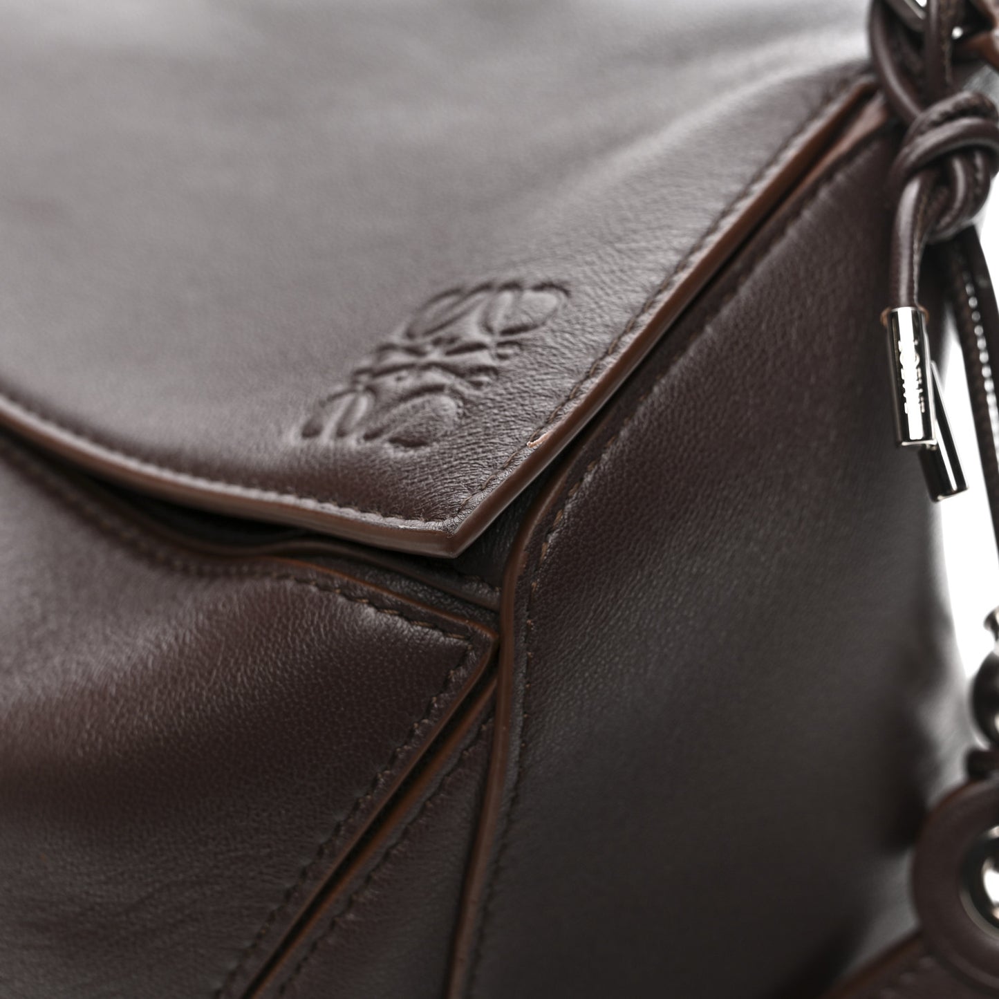 Nappa Lambskin Large Featherlight Puzzle Bag Dark Chestnut