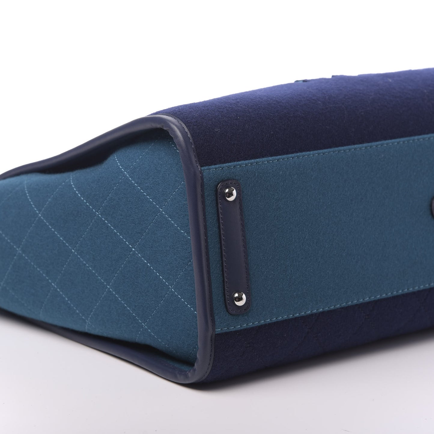 Wool Felt Calfskin Large Deauville Tote Dark Blue