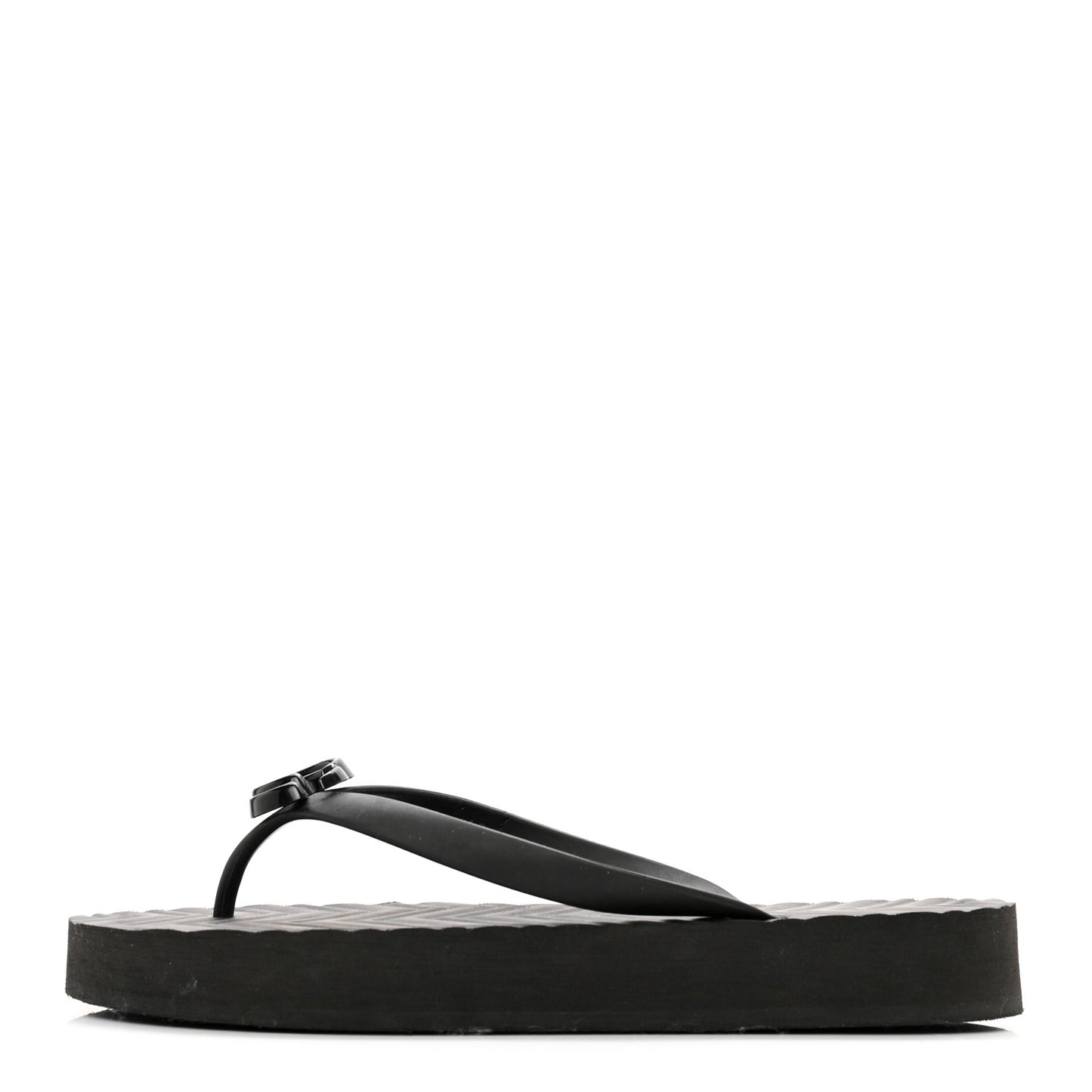Rubber Chevron Womens GG Thong Sandals 41 Black