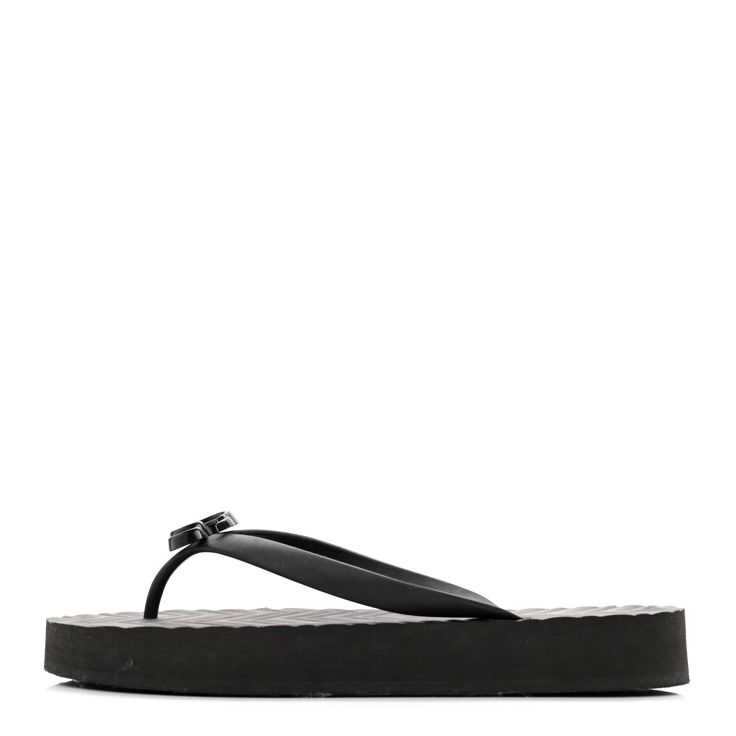 Gucci Rubber Chevron Womens GG Thong Sandals 41 Black 1 of 8