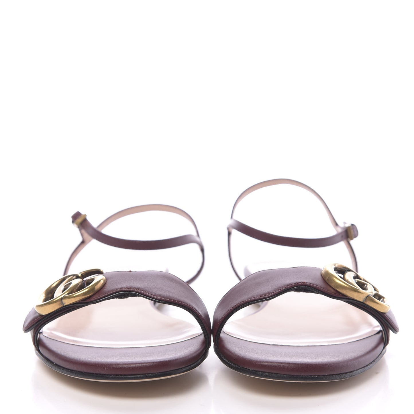 Lifford Calfskin GG Marmont Ankle Wrap Flat Sandals 36 Vintage Bordeaux