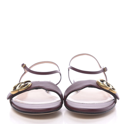 Gucci Lifford Calfskin GG Marmont Ankle Wrap Flat Sandals 36 Vintage Bordeaux 2 of 8